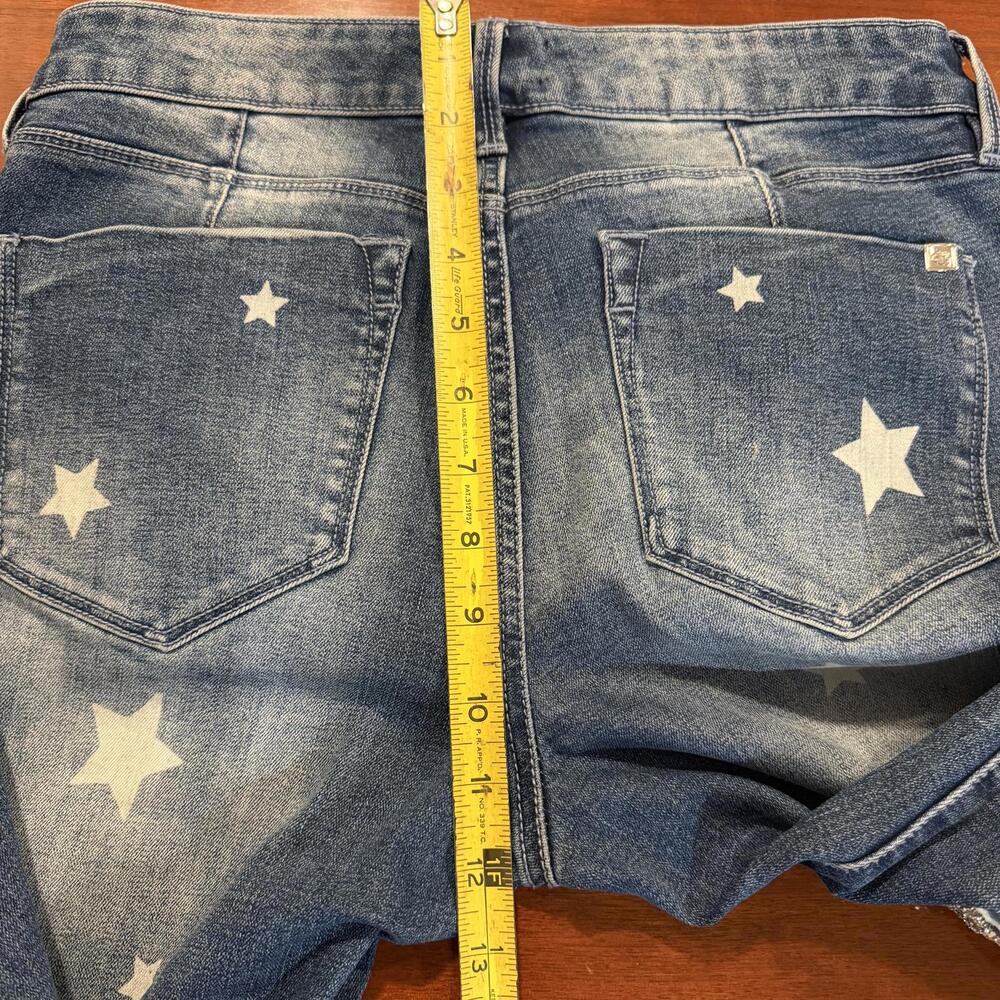 Bebe Heartbreaker Crop Stars Jeans Constellation Wash Embellished Rhinestone 28 - Picture 9 of 16